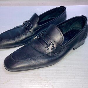 Salvatore Ferragamo Men Black Leather Horsebit Dress Slip on Shoes Sz 11D